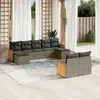 Image de VidaXL Salon de jardin 9 pcs - Coussins gris - Résine tressée