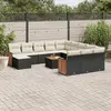 Image de vidaXL Salon de jardin avec coussins 13 pcs noir résine tressée