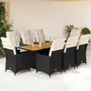 Image de VIDAXL Ensemble à manger de jardin 9 pièces coussins noirs