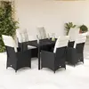 Image de vidaXL Ensemble à manger de jardin avec coussins - Noir, 7 pièces