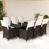 Image de vidaXL Ensemble à manger de jardin 9 pcs avec coussins - Marron