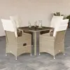 Image de Vidaxl Ensemble à Manger de Jardin avec Coussins 5pcs - Beige / Poly Rotin