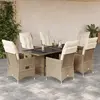 Image de vidaXL Ensemble à manger 7 pcs Poly Rotin - Beige