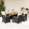 Image de vidaXL Ensemble à manger de jardin 7 pcs - Résine tressée noire