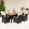 Image de vidaXL Ensemble à manger de jardin 7 pcs noir résine tressée