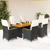 Image de Vidaxl Ensemble à manger jardin 7 pcs - Noir résine tressée