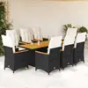 Image de vidaXL Ensemble à manger 9 pcs - Noir Résine Tressée