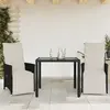 Image de Ensemble de bistro VidaXL 3 pièces - Noir - Résine tressée