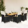 Image de vidaXL Ensemble de bistro de jardin 7 pcs - Noir