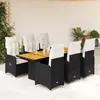 Image de Ensemble de bistro VIDAXL - 7 pcs - Coussins noir