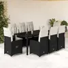 Image de vidaXL Ensemble de bistro de jardin 9 pcs - Coussins noir - Poly Rotin