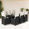 Image de vidaXL Ensemble de bistro de jardin 9 pcs - Coussins noir - Poly Rotin