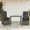 Image de vidaXL Ensemble bistro de jardin rotin - Gris
