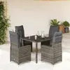 Image de vidaXL Ensemble de bistro de jardin 5 pcs - Coussins gris - Poly Rotin