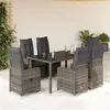 Image de vidaXL Ensemble de bistro de jardin 5 pcs - Coussins gris - Poly Rotin