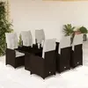Image de Ensemble de bistro de jardin vidaXL 7 pièces - Résine tressée - Coussins marron