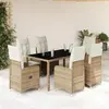Image de VidaXL Ensemble de Bistro de Jardin en Poly Rotin - Coussins Beige