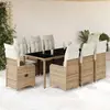 Image de vidaXL Ensemble bistro jardin poly rotin beige - 9 pcs