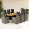 Image de vidaXL Bistro de jardin 9 pcs - Gris