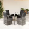 Image de vidaXL Ensemble de bistro de jardin 5 pcs coussins gris poly rotin