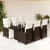 Image de vidaXL Ensemble de bistro de jardin 7 pcs coussins marron poly rotin