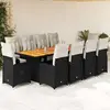 Image de vidaXL Bistro de jardin coussins noir poly rotin
