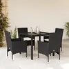 Image de VIDAXL Ensemble à manger 5 pcs noir rotin verre