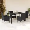Image de vidaXL Ensemble à manger de jardin 5 pcs noir rotin verre