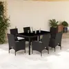 Image de VIDAXL Ensemble à manger de jardin Noir 7 pcs Rotin