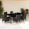 Image de vidaXL Ensemble à manger de jardin coussins 7 pcs noir