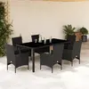 Image de vidaXL Ensemble à manger 7 pcs - Noir rotin acacia