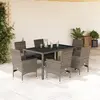 Image de VIDAXL Ensemble à manger 7 pcs gris rotin verre