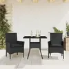 Image de vidaXL Ensemble à manger de jardin - Rotin noir - 3 pièces