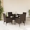 Image de vidaXL Ensemble à manger - 5 pcs marron rotin verre