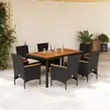 Image de VIDAXL Ensemble à manger de jardin 7 pcs - Noir Rotin Acacia