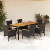 Image de vidaXL Ensemble à manger - 7 pcs - Résine tressée noir
