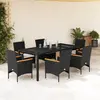 Image de vidaXL Ensemble à manger de jardin coussins 7 pcs noir