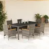 Image de vidaXL Ensemble à manger 7 pcs avec coussins - Rotin gris verre