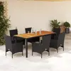 Image de VidaXL Ensemble à manger jardin 7 pcs noir rotin
