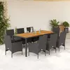 Image de vidaXL Ensemble à manger de jardin et coussins 9 pcs noir