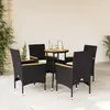 Image de vidaXL Ensemble à manger de jardin 5 pcs avec coussins - Noir