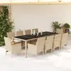 Image de VIDAXL Ensemble à manger 11 pcs beige rotin verre
