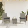 Image de Vidaxl Ensemble bistro avec coussins 3 pcs - Gris rotin