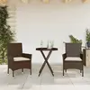 Image de vidaXL Ensemble de bistro avec coussins 3 pcs - Marron