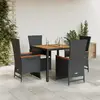 Image de vidaXL Ensemble à manger de jardin - 5 pcs - Noir