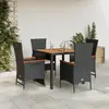 Image de vidaXL Ensemble à manger 5 pcs - Noir résine tressée