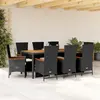 Image de VidaXL Ensemble à manger de jardin 9 pièces coussins - Noir