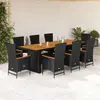 Image de vidaXL Ensemble à manger jardin 9 pcs noir