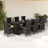 Image de vidaXL Ensemble à manger de jardin 9 pcs - Noir