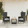 Image de vidaXL Ensemble de jardin 3 pcs avec coussins - Noir